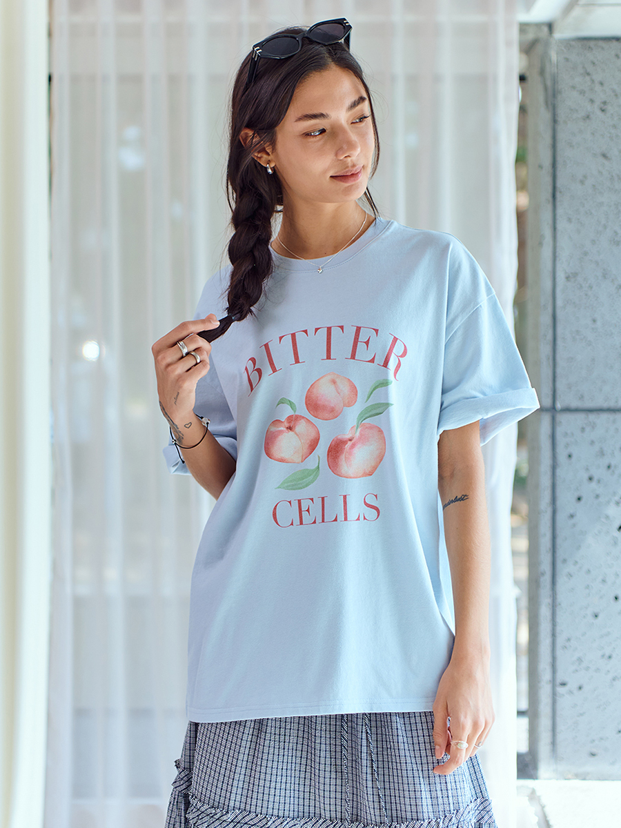 フラットピーチTシャツ-スカイブルー | BITTERCELLS | HANA(ハナ) #2